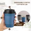 LITOPAK 100 Pack 12 oz Disposable Paper Coffee Cups with Lids, Sleeves and Stirring Sticks for Hot Coffee, Water or Juice, Blue and Gray Hot Paper Cups for Cafes, schools, offices, shops view 2
