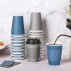 LITOPAK 100 Pack 12 oz Disposable Paper Coffee Cups with Lids, Sleeves and Stirring Sticks for Hot Coffee, Water or Juice, Blue and Gray Hot Paper Cups for Cafes, schools, offices, shops view 3