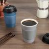 LITOPAK 100 Pack 12 oz Disposable Paper Coffee Cups with Lids, Sleeves and Stirring Sticks for Hot Coffee, Water or Juice, Blue and Gray Hot Paper Cups for Cafes, schools, offices, shops view 4
