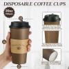 LITOPAK 100 Pack 20 oz Paper Coffee Cups, Brown Disposable Coffee Cups with Lids, Sleeves, Sticks, Drinking Cups for Hot Coffee, Water or Juice, Hot Paper Cups for Home, Restaurant, and Store view 2