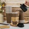 LITOPAK 100 Pack 20 oz Paper Coffee Cups, Brown Disposable Coffee Cups with Lids, Sleeves, Sticks, Drinking Cups for Hot Coffee, Water or Juice, Hot Paper Cups for Home, Restaurant, and Store view 3