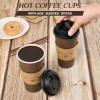 LITOPAK 100 Pack 20 oz Paper Coffee Cups, Brown Disposable Coffee Cups with Lids, Sleeves, Sticks, Drinking Cups for Hot Coffee, Water or Juice, Hot Paper Cups for Home, Restaurant, and Store view 4