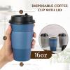 LITOPAK 100 Pack 16 oz Disposable Paper Coffee Cups with Lids, Sleeves and Stirring Sticks for Hot Coffee, Water or Juice, Blue and Gray Hot Paper Cups for Cafes, schools, offices, shops view 2