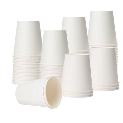 T-Language 100 Packs Disposable Coffee Cups for Hot Chocolate, Tea, and Other Drinks White 10oz
