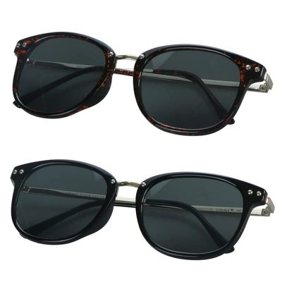 YEIN 2 Pack Sunglasses for Men and Women, UV Protection Glasses Vintage Square Full Frame(Tortoise+black,+0.50 Magnification)