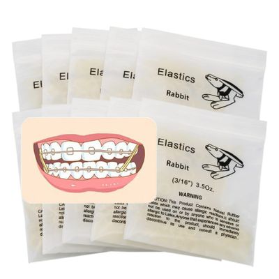 10Packs/1000Pcs Dental Orthodontic Elastics Latex Rubber Bands Rabbit (3/16) 3.5OZ