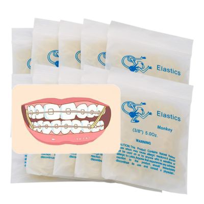10Packs/1000Pcs Dental Orthodontic Elastics Latex Rubber Bands Monkey (3/8) 5.0OZ