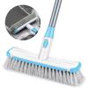 Floor Scrubber with Long Handle, 2 in 1 Scrubbing Brush Stiff Bristle Shower Cleaning Brush for Bathroom, Kitchen, Tub, Carpet, Grout, Tile(Blue) view 1