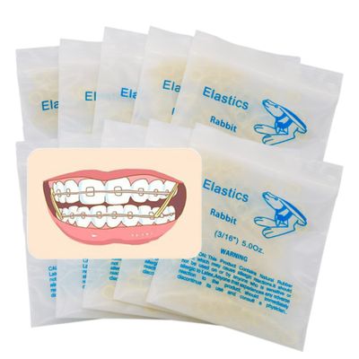 10Packs/1000Pcs Dental Orthodontic Elastics Latex Rubber Bands Rabbit (3/16) 5.0OZ