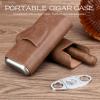 COOL KNIGHT Leather Cigar Case - Cedar Wood Lining Travel Humidors for Cigars - Cigar Accessories Include Stainless Steel Cigar Cutter - Cigar Gift Box for Cigar Lovers (Brown) view 3