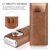 COOL KNIGHT Leather Cigar Case - Cedar Wood Lining Travel Humidors for Cigars - Cigar Accessories Include Stainless Steel Cigar Cutter - Cigar Gift Box for Cigar Lovers (Brown) view 4