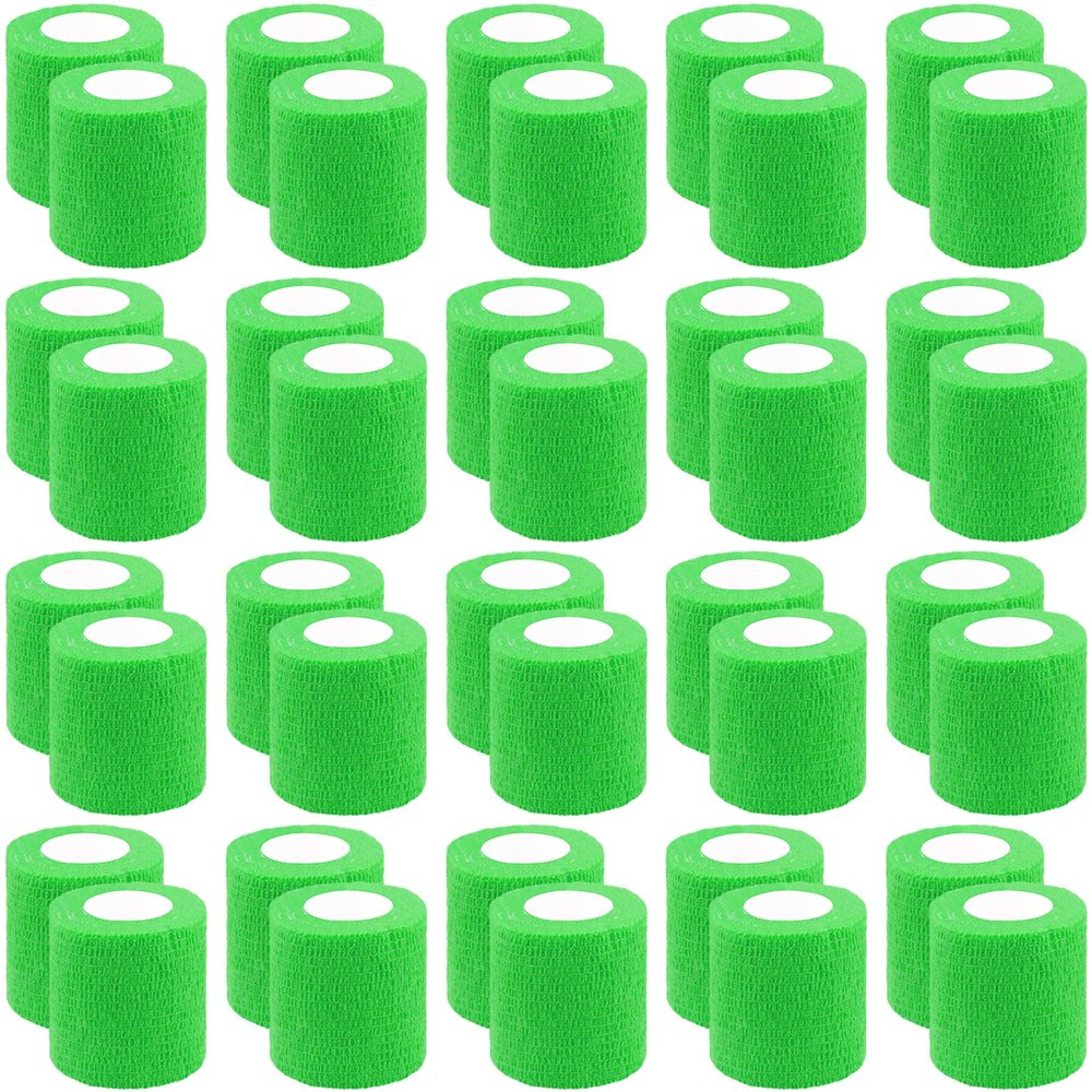 BQTQ 40 Rolls Self Adhesive Bandages Wrap 2 Inch Self Adherent Wrap Self Stick Bandage Wraps Stretch Bandage for Wrist Ankle Swelling Sprains (Neon Green)