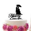 JuneLucky Happily Ever After Wedding Cake Topper,Bride & Groom Silhouette Cake Topper Acrylic Black Wedding Cake Topper Custom Mr & Mrs Cake Topper for Wedding Engagement Anniversary Party Favor view 2