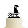 JuneLucky Happily Ever After Wedding Cake Topper,Bride & Groom Silhouette Cake Topper Acrylic Black Wedding Cake Topper Custom Mr & Mrs Cake Topper for Wedding Engagement Anniversary Party Favor view 4