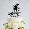 JuneLucky Happily Ever After Wedding Cake Topper,Bride & Groom Silhouette Cake Topper for Wedding Anniversary Engagement Party view 1