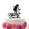 JuneLucky Happily Ever After Wedding Cake Topper,Bride & Groom Silhouette Cake Topper for Wedding Anniversary Engagement Party view 2
