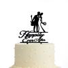 JuneLucky Happily Ever After Wedding Cake Topper,Bride & Groom Silhouette Cake Topper for Wedding Anniversary Engagement Party view 4