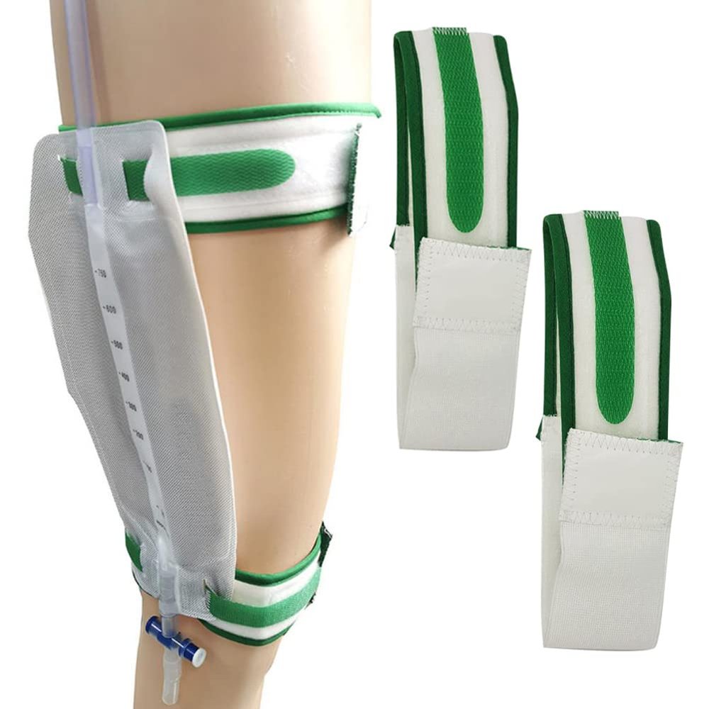 2PCS Catheter Leg Bag Holder Catheter Leg Strap Urinary Drainage Tube Holder Catheter Stabilization Device Anti Slip Anti Irritation Catheter Holder Green