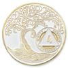 1 to 50 Year Twisted Tree of Life Sobriety Coin - Gold Plated AA Chips & Medallions - 4 Year Sobriety Coin - White view 1