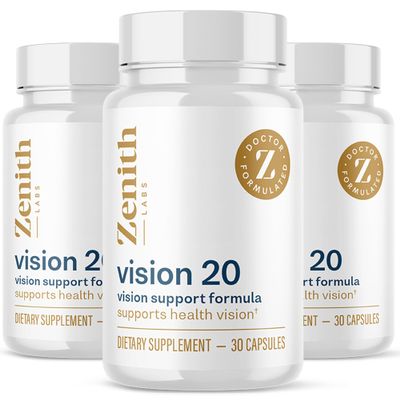 Zenith Labs Vision 20 Eye Vitamins - Lutein, Zeaxanthin, and Bilberry Extract - Supports Eye Strain, and Eye Health - Carotenoid Blend, 3 Pack