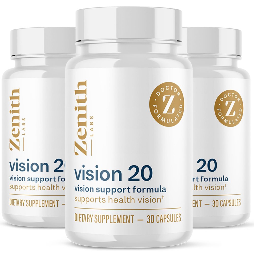 Zenith Labs Vision 20 Eye Vitamins - Lutein, Zeaxanthin, and Bilberry Extract - Supports Eye Strain, and Eye Health - Carotenoid Blend, 3 Pack