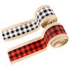 2 Roll Wired Plaid Ribbons Stars Stripes Ribbon Burlap Craft Ribbon Christmas Decoration 4th of July Decor American Independence Day for DIY Gift Wrapping Holiday Decorations view 1
