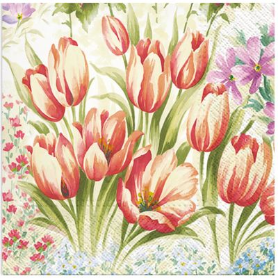 Keep Unique 20-ct 13x13 Flowers Paper Pink Rose Luncheon Decoupage Napkins, 3-Ply Servilletas Printed Rose Cocktail Napkin for Christmas Art, Dinner and Party, Disposable Napkins Decor (Bright Tulips)