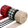 3 Roll Wired Plaid Ribbons Stars Stripes Ribbon Burlap Craft Ribbon Christmas Decoration 4th of July Decor American Independence Day for DIY Gift Wrapping Holiday Decorations view 1