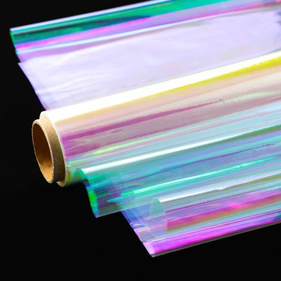 shareluck Valentine's Day Iridescent Cellophane Wrap for Gift Baskets Easter Rainbow Wrapping Film (50' Long x 17" Wide) Colored Film Roll to Wrap Gift Baskets, Flower, DIY Craft for Easter Decor.