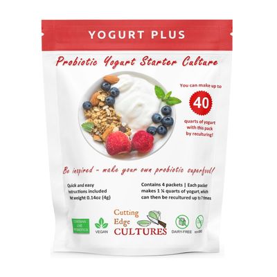 Cutting Edge Cultures Yogurt Plus Probiotic L. Reuteri B. Longum L Plantarum Starter 4 Grams 4 Packets