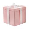 RUSPEPA Medium Birthday Gift Box with Lids, Ribbon and Tissue Paper, Collapsible Gift Box - 1 Pcs, 9x9x9 Inches, Pink view 1