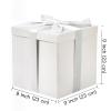 RUSPEPA Medium Birthday Gift Box with Lids, Ribbon and Tissue Paper, Collapsible Gift Box - 1 Pcs, 9x9x9 Inches, White view 3