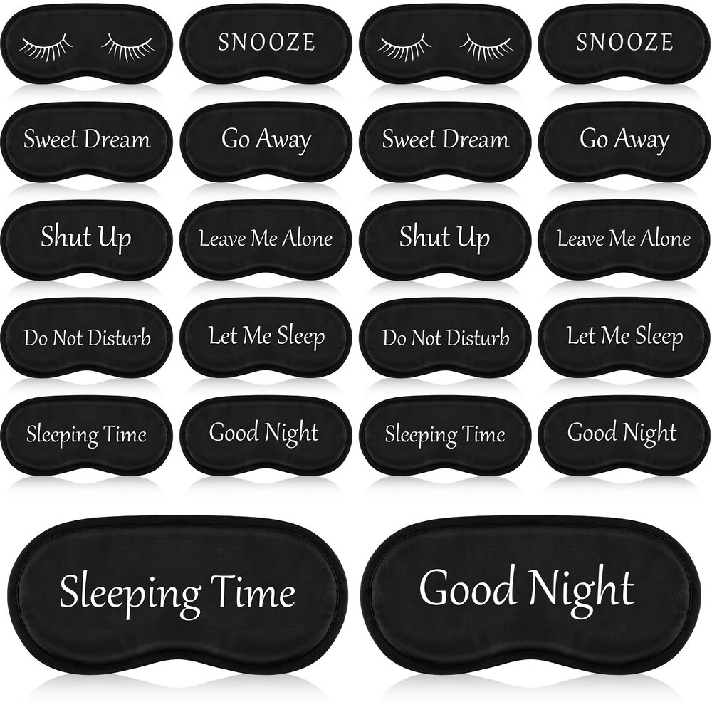 Eurzom 20 Pieces Funny Sleeping Eye Mask Bulk with Adjustable Strap Sleep Blackout Eye Mask for Night Blindfold Cover for Spa Women Men Adult Pajama Party Favors(Black)