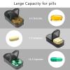 Weekly PU Leather Pill Bag Organizer Case 2 Times a Day, AM PM Daily Pill Box to Hold Vitamin, Fish Oil, Supplements and Medicine (Black) view 3