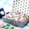 GREEN BEAN 6 Gift Boxes 11x7.8x2.3 Inches, Grey Gift Boxes with Lids for Presents, Magnetic Shirt Gifts Boxes for Clothes (Glossy Metallic Grey, Polka Dot Design Inside) view 2