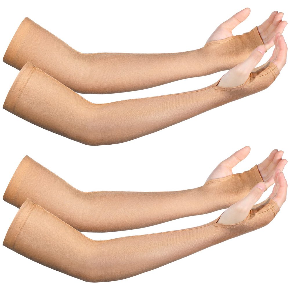 Coume 2 Pairs Elderly Skin Protection Sleeves Arm Protector for Thin Skin Bruising for Men Women(Elegant Style,Medium)