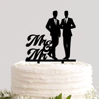 Custom Gay Wedding Cake Topper Durable Cake Insert Sign Groom And Groom Funny Cake Dcor for Gay Wedding Engagement Party Decorations Best Wedding Gift for Gay Couple Men