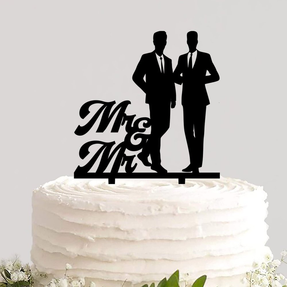 Custom Gay Wedding Cake Topper Durable Cake Insert Sign Groom And Groom Funny Cake Dcor for Gay Wedding Engagement Party Decorations Best Wedding Gift for Gay Couple Men