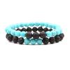 2Pcs Lava Rock Beaded Bracelet Set  Essential Oil Diffuser Jewelry with Natural Stone Beads for Aromatherapy, Yoga, Meditation, and Stress Relief, Stretchy Bracelets for Women Men-Green view 1