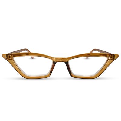 2SeeLife Premium Cat Eye Reading Glasses for Women  Narrow-Medium Fit, Sturdy Frame, Spring Hinges, Stylish Funky Readers, Amber Green, +2.00