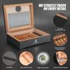 XIFEI Cigar Humidor, Glass Top Carbon Fiber Texture with Digital Hygrometer, Including Cigar humidifier, Divider, Cedar Wood Humidor Box, Holds 25-35 Cigars (9IN*7.5 * 2.8) view 2