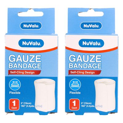 2 Rolls Self Adhesive Bandage Gauze Soft Cloth Flexible Elastic Tape 3" 4.5yds