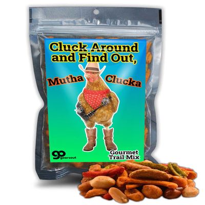 Cluck Around and Find Out Mutha Clucka Premium Trail Mix - Gag Gift for Dad - Father's Day Gag Gift Ideas for Men - Funny Gourmet Snack Mix (9 oz)