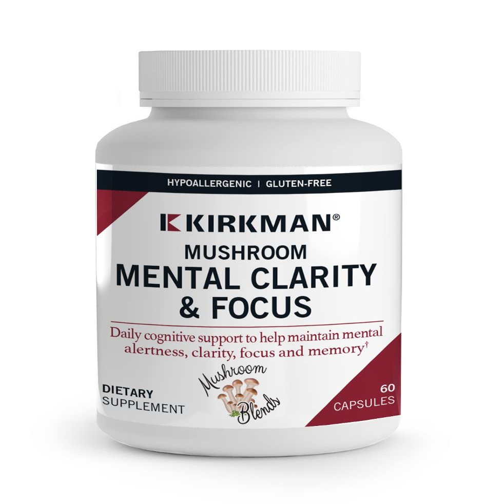 Kirkman - Mushroom Mental Clarity & Focus - 60 Capsules - Daily Cognitive Support - Hypoallergenic