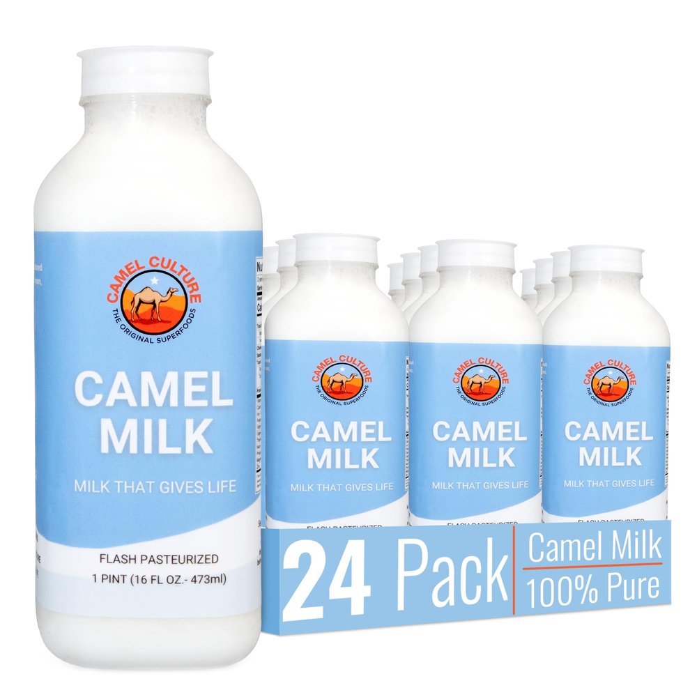 Camel Culture 24 Pint Camel Milk  Grass Fed, Gluten Free, Low Lactose Milk Pint - Pasture Raised & Non-Homogenized Healthy Drinks For Kids & Adults - Non-GMO, Low Fat Health Drink