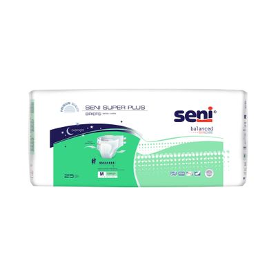 Seni Super Plus Unisex Adult Incontinence Briefs with tabs, Size M (30"-43"), 50 Count (2 Packs of 25), Heavy to Severe Absorbency, Disposable Overnight Brief for Men & Women