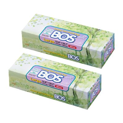 BOS Amazing Odor Sealing Disposable Bags for Diapers, Ostomy Bags, Pet Waste or any Sanitary Product Disposal -Durable and Unscented [Size:L, Color:White] (60 count, Pack of 2) (120 Bags)