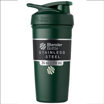 BlenderBottle Sport Insulated Stainless Steel Shaker Bottle with Wire Whisk, 24-Ounce, Forest Protein Shakes & Hydration for Athletes & Fitness Enthusiasts, Easy Mixing, Keeps Drinks Cold, Lockable Lid