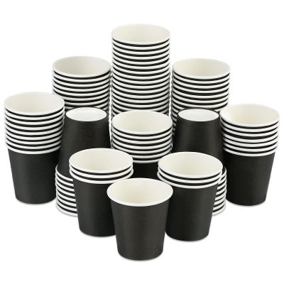 Wuadua 100 Pack 3 oz Black Disposable Paper Cups - Sturdy and Leak-Proof for Parties, Events, Office, Home Use Disposable Mouthwash Cups - Ideal for Hot/Cold Drinks, Smooth Rim Design, Eco-Friendly