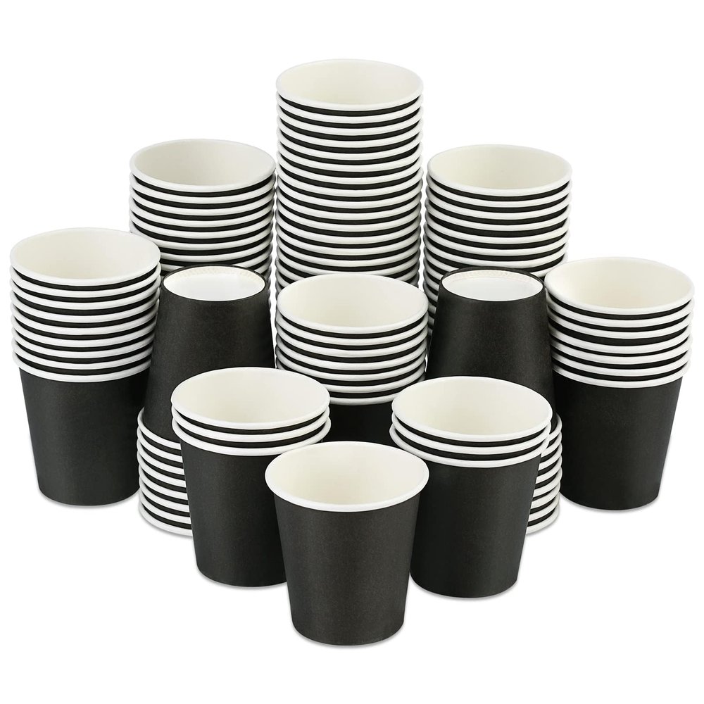 Wuadua 100 Pack 3 oz Black Disposable Paper Cups - Sturdy and Leak-Proof for Parties, Events, Office, Home Use Disposable Mouthwash Cups - Ideal for Hot/Cold Drinks, Smooth Rim Design, Eco-Friendly